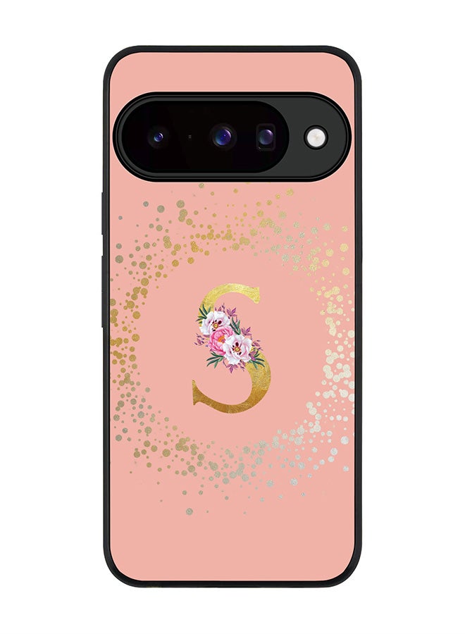 For Google Pixel 10 Case,Slim fit Camera Protection, Shockproof Thin Phone cover  - Custom Monogram Floral - S  (Rose Pink )
